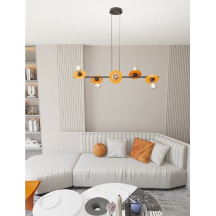 Hanglamp aan een koord TOKEN 6xE27/15W/230V oranje