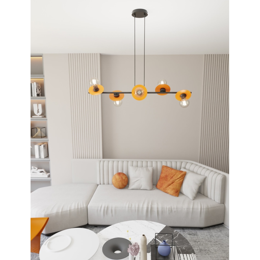 Hanglamp aan een koord TOKEN 6xE27/15W/230V oranje