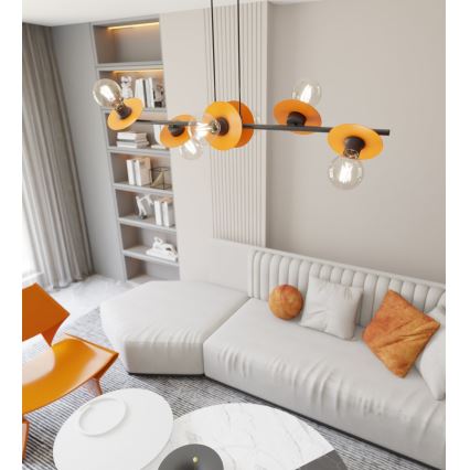 Hanglamp aan een koord TOKEN 6xE27/15W/230V oranje