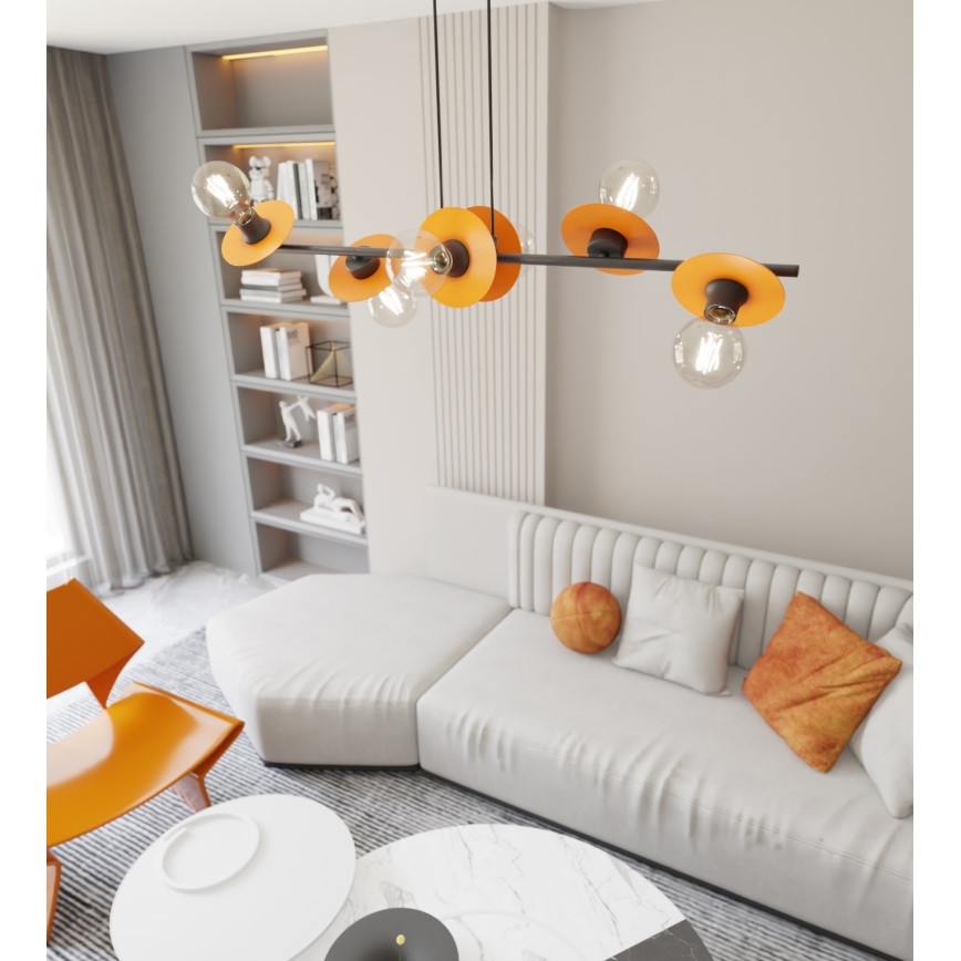 Hanglamp aan een koord TOKEN 6xE27/15W/230V oranje