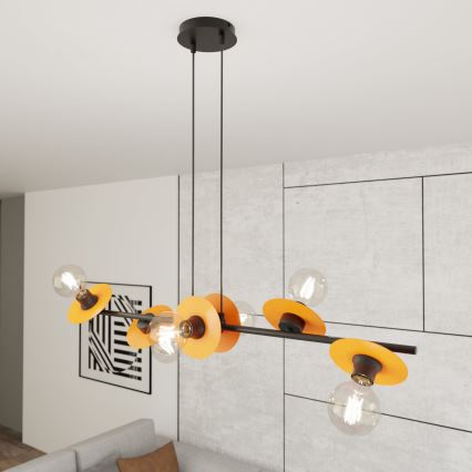 Hanglamp aan een koord TOKEN 6xE27/15W/230V oranje