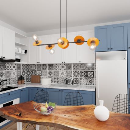 Hanglamp aan een koord TOKEN 6xE27/15W/230V oranje
