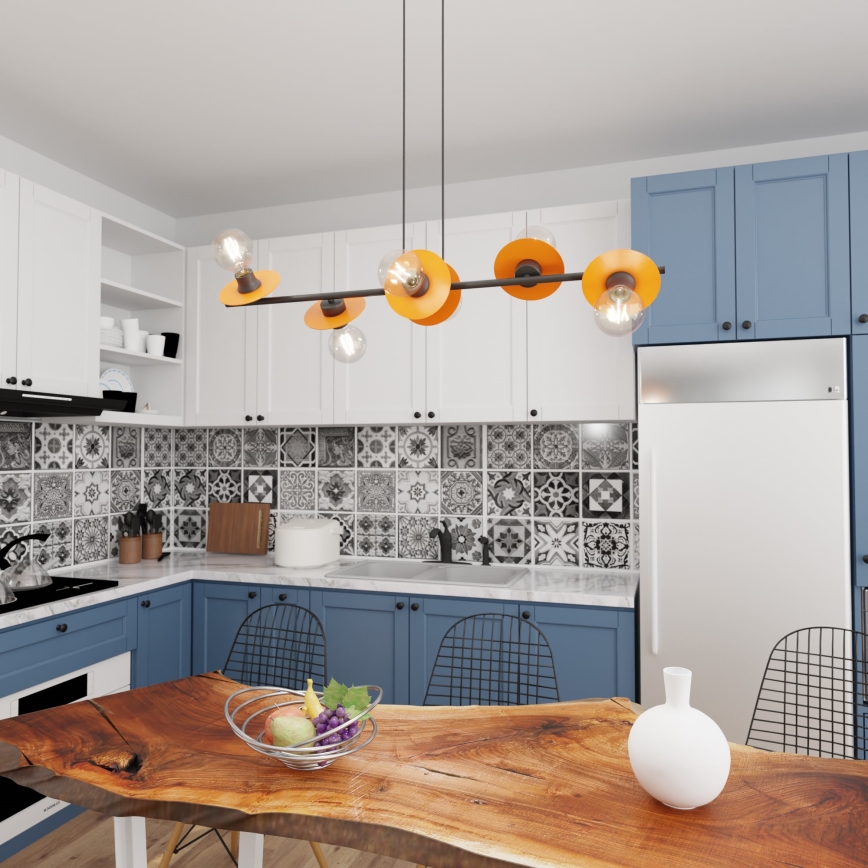 Hanglamp aan een koord TOKEN 6xE27/15W/230V oranje