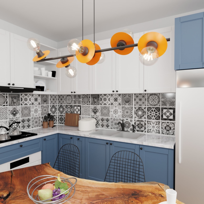 Hanglamp aan een koord TOKEN 6xE27/15W/230V oranje