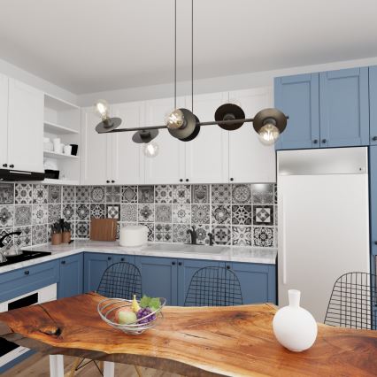 Hanglamp aan een koord TOKEN 6xE27/15W/230V zwart