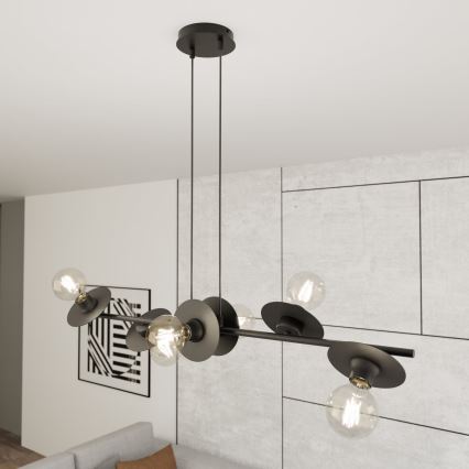 Hanglamp aan een koord TOKEN 6xE27/15W/230V zwart