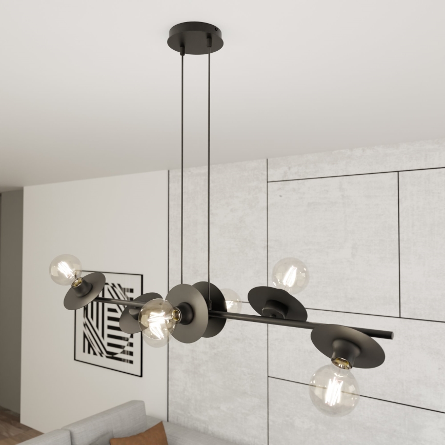 Hanglamp aan een koord TOKEN 6xE27/15W/230V zwart