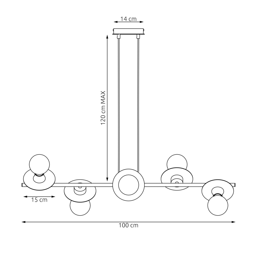 Hanglamp aan een koord TOKEN 6xE27/15W/230V zwart