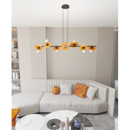 Hanglamp aan een koord TOKEN 8xE27/15W/230V oranje