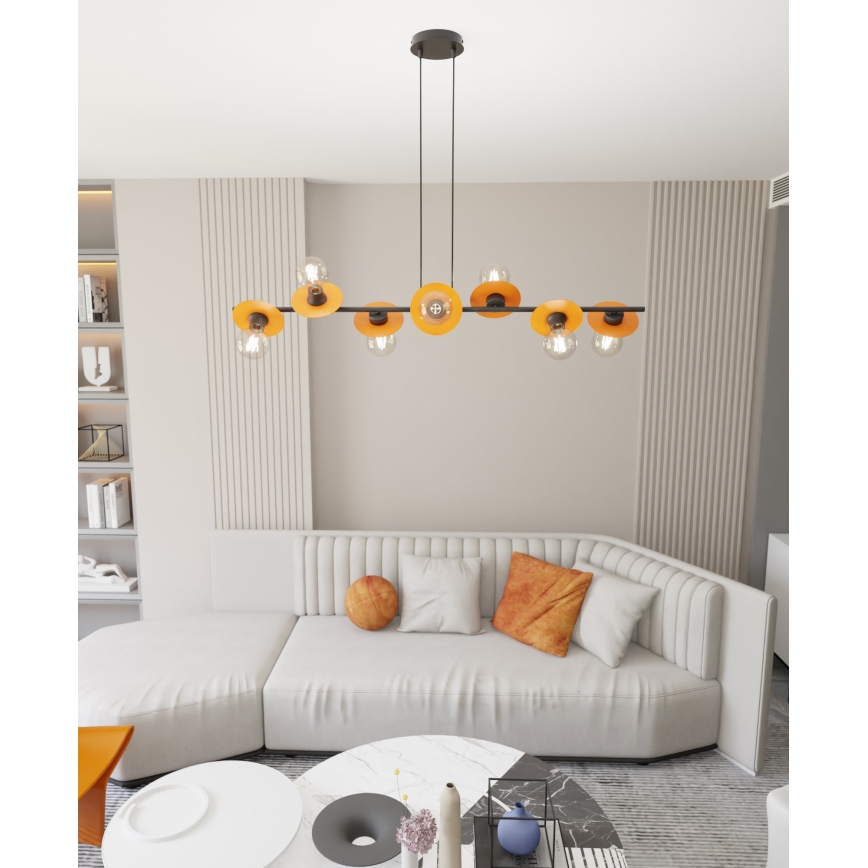 Hanglamp aan een koord TOKEN 8xE27/15W/230V oranje