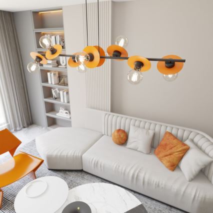 Hanglamp aan een koord TOKEN 8xE27/15W/230V oranje