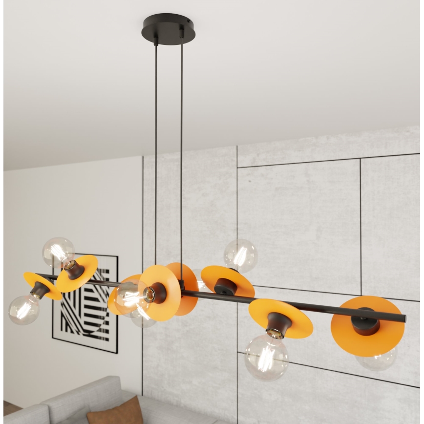 Hanglamp aan een koord TOKEN 8xE27/15W/230V oranje