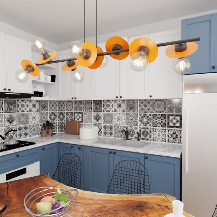 Hanglamp aan een koord TOKEN 8xE27/15W/230V oranje