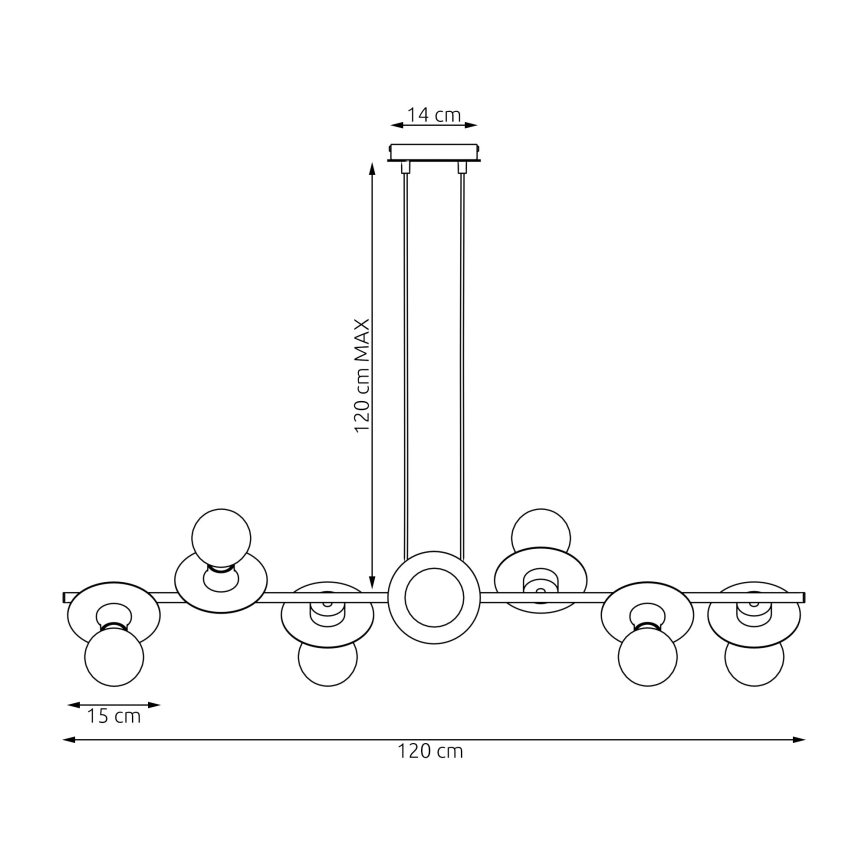 Hanglamp aan een koord TOKEN 8xE27/15W/230V oranje