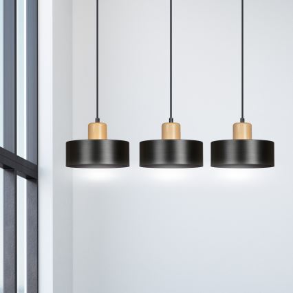 Hanglamp aan een koord TORIN 3xE27/15W/230V zwart