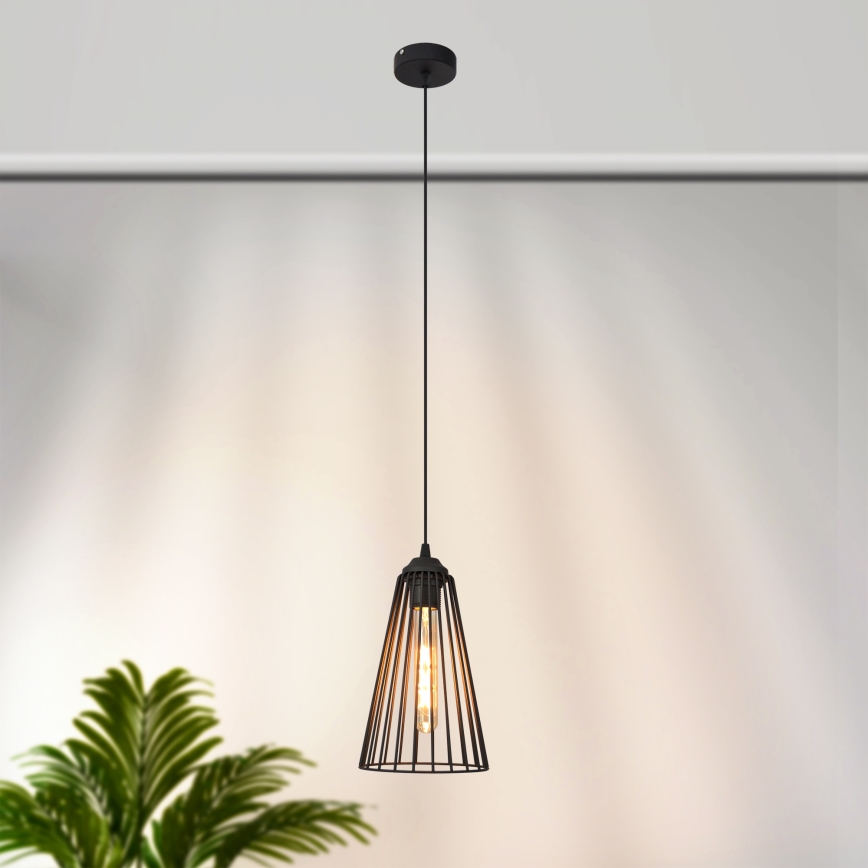 Hanglamp aan een koord TORRI 1xE27/15W/230V diameter 16 cm zwart