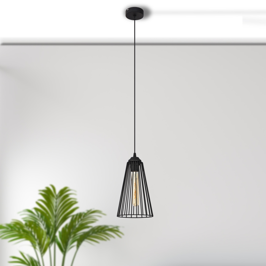 Hanglamp aan een koord TORRI 1xE27/15W/230V diameter 16 cm zwart