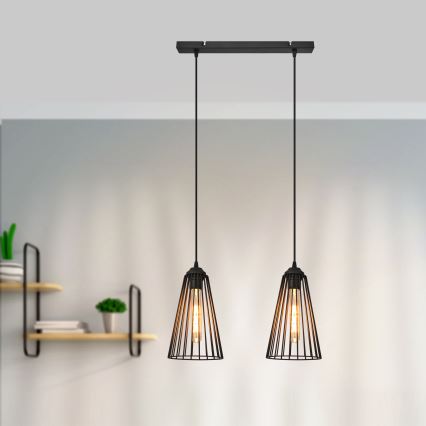 Hanglamp aan een koord TORRI 2xE27/15W/230V zwart