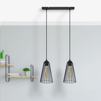 Hanglamp aan een koord TORRI 2xE27/15W/230V zwart