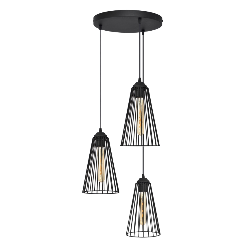 Hanglamp aan een koord TORRI 3xE27/15W/230V zwart