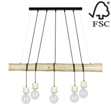 Hanglamp aan een koord TRABO 5xE27/60W/230V grenen - FSC-gecertificeerd