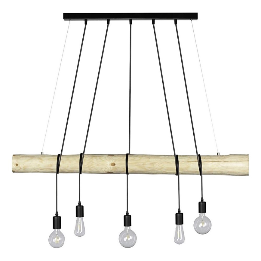 Hanglamp aan een koord TRABO 5xE27/60W/230V grenen