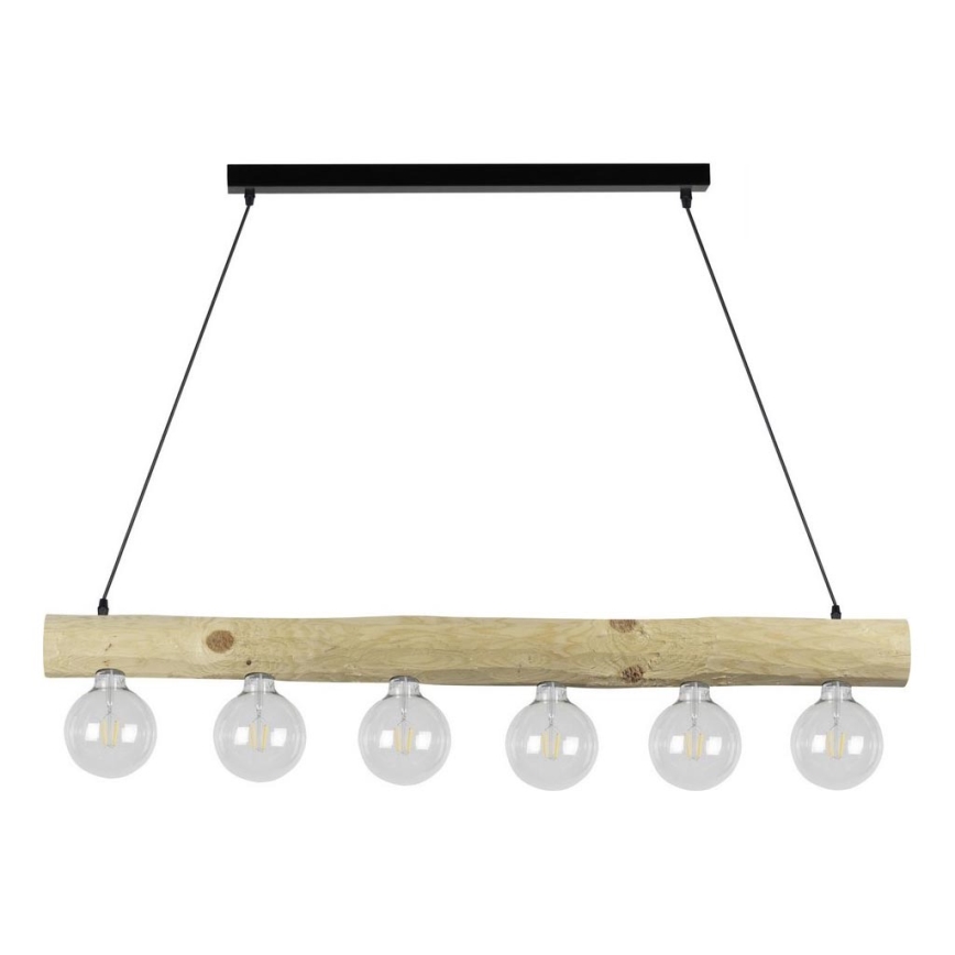 Hanglamp aan een koord TRABO 6xE27/60W/230V grenen