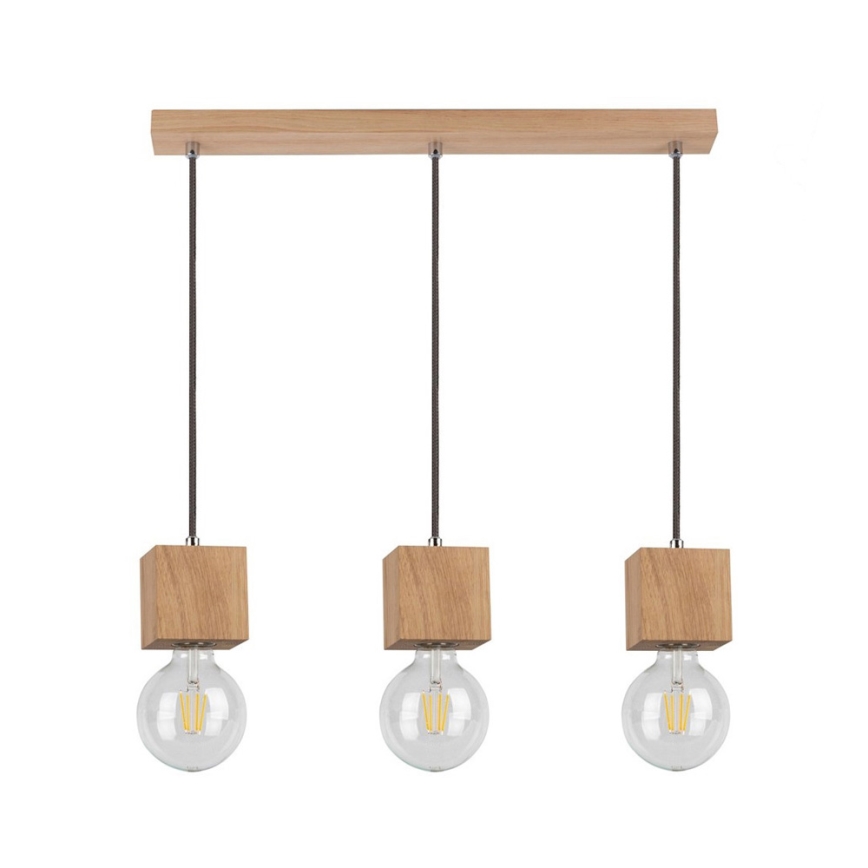Hanglamp aan een koord TRONGO ROUND 3xE27/60W/230V eiken