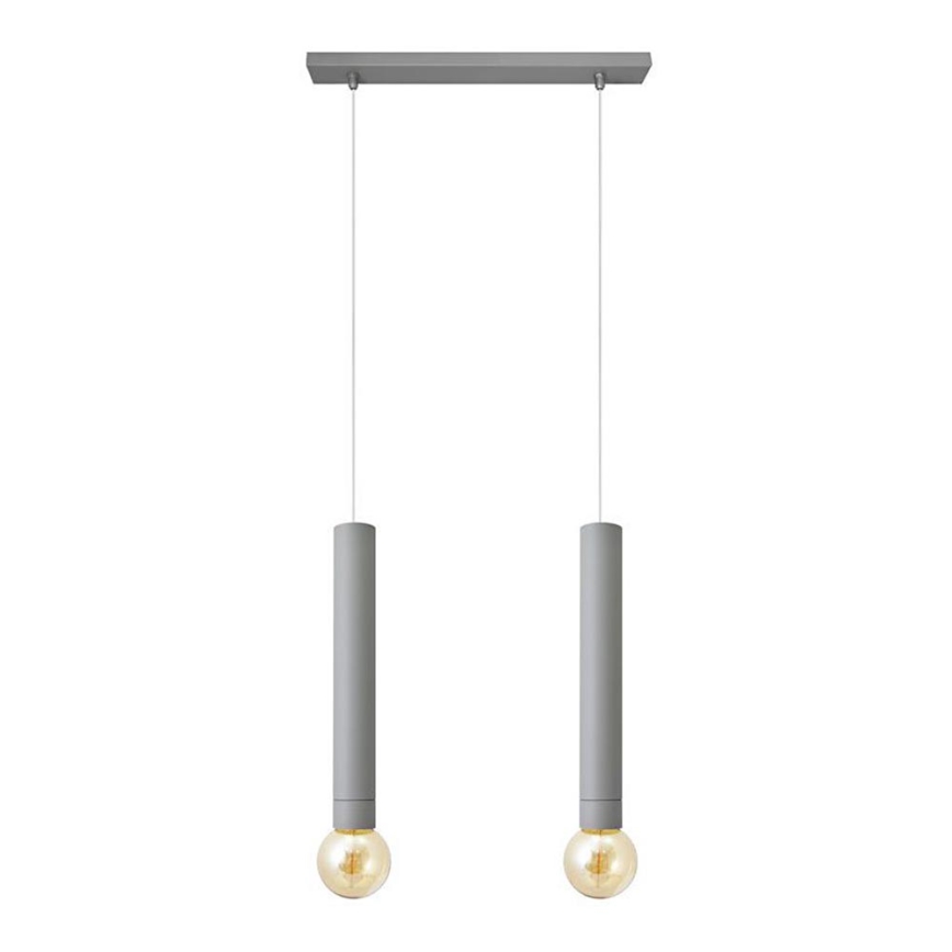 Hanglamp aan een koord TUBA 2xE27/15W/230V grijs