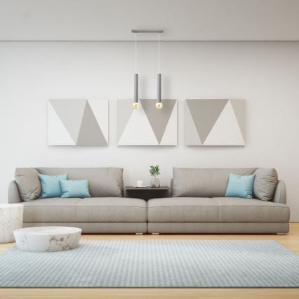 Hanglamp aan een koord TUBA 2xE27/15W/230V grijs