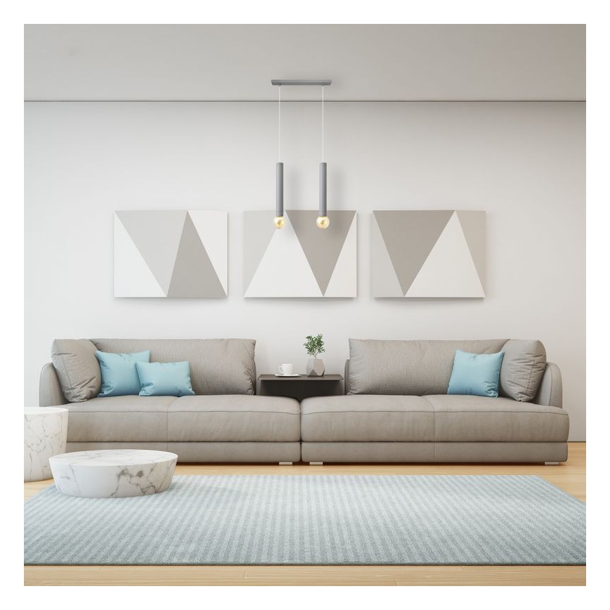 Hanglamp aan een koord TUBA 2xE27/15W/230V grijs