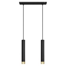 Hanglamp aan een koord TUBA 2xE27/60W/230V zwart/goud