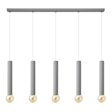 Hanglamp aan een koord TUBA 5xE27/15W/230V grijs