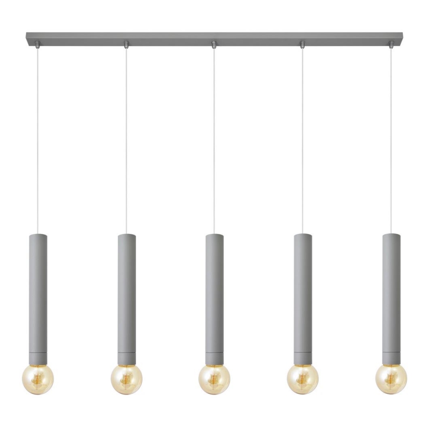 Hanglamp aan een koord TUBA 5xE27/15W/230V grijs