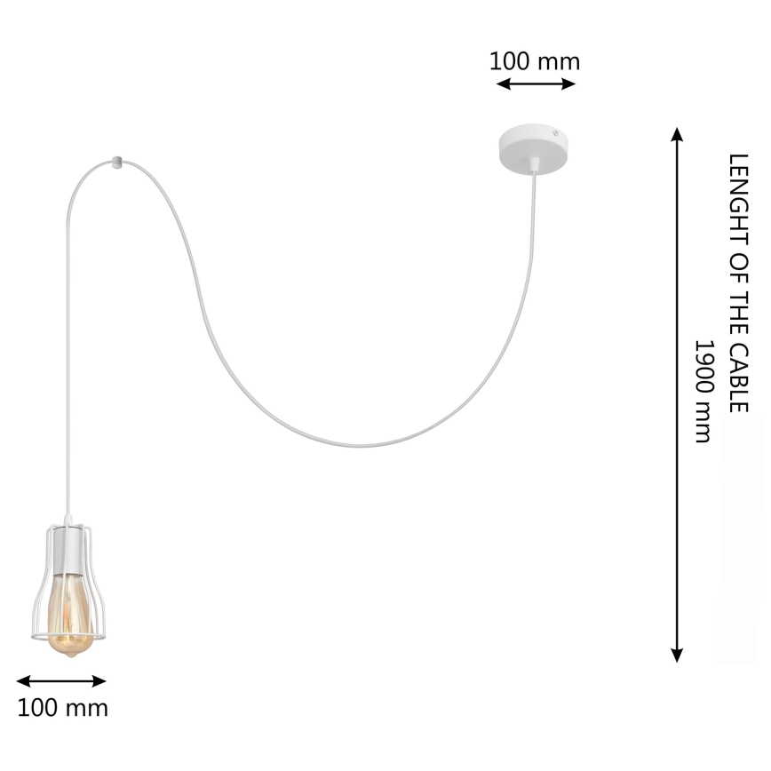 Hanglamp aan een koord TUBE 1xE27/15W/230V wit