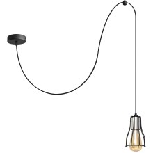 Hanglamp aan een koord TUBE 1xE27/15W/230V zwart/chroom
