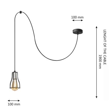 Hanglamp aan een koord TUBE 1xE27/15W/230V zwart/chroom