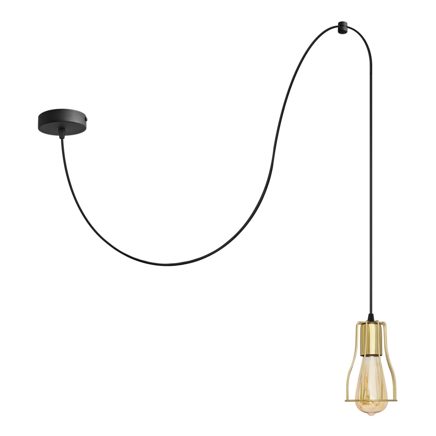 Hanglamp aan een koord TUBE 1xE27/15W/230V zwart/goud