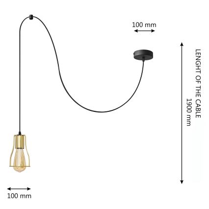 Hanglamp aan een koord TUBE 1xE27/15W/230V zwart/goud