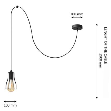 Hanglamp aan een koord TUBE 1xE27/15W/230V zwart