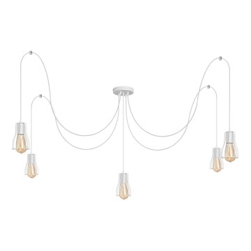 Hanglamp aan een koord TUBE 5xE27/15W/230V spin wit