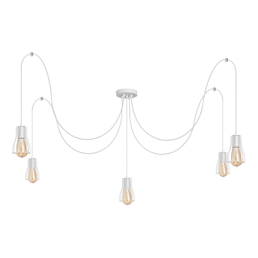 Hanglamp aan een koord TUBE 5xE27/15W/230V spin wit
