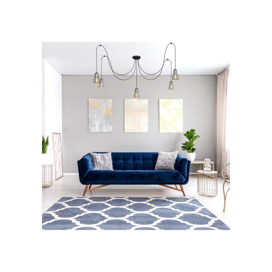 Hanglamp aan een koord TUBE 5xE27/15W/230V spin zwart/glanzend chroom