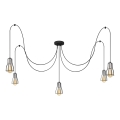 Hanglamp aan een koord TUBE 5xE27/15W/230V spin zwart/glanzend chroom