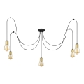 Hanglamp aan een koord TUBE 5xE27/15W/230V spin zwart/goud