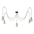 Hanglamp aan een koord TUBE 5xE27/15W/230V spin zwart/goud
