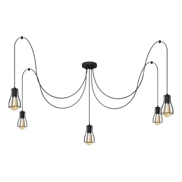 Hanglamp aan een koord TUBE 5xE27/15W/230V spin zwart