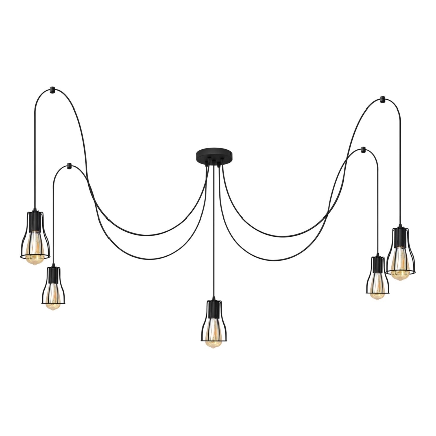 Hanglamp aan een koord TUBE 5xE27/15W/230V spin zwart