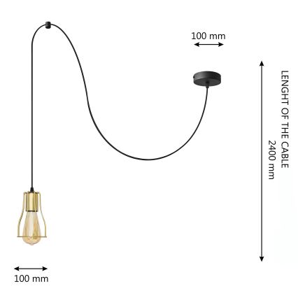 Hanglamp aan een koord TUBE LONG 1xE27/15W/230V zwart/goud