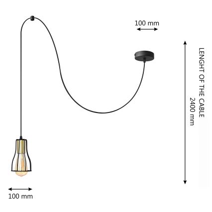 Hanglamp aan een koord TUBE LONG 1xE27/15W/230V zwart/goud